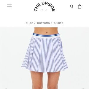 The Upside Lyon Xavier Blue and White Striped Pleated Skirt Skort - small